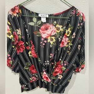 Women's Floral Black Top